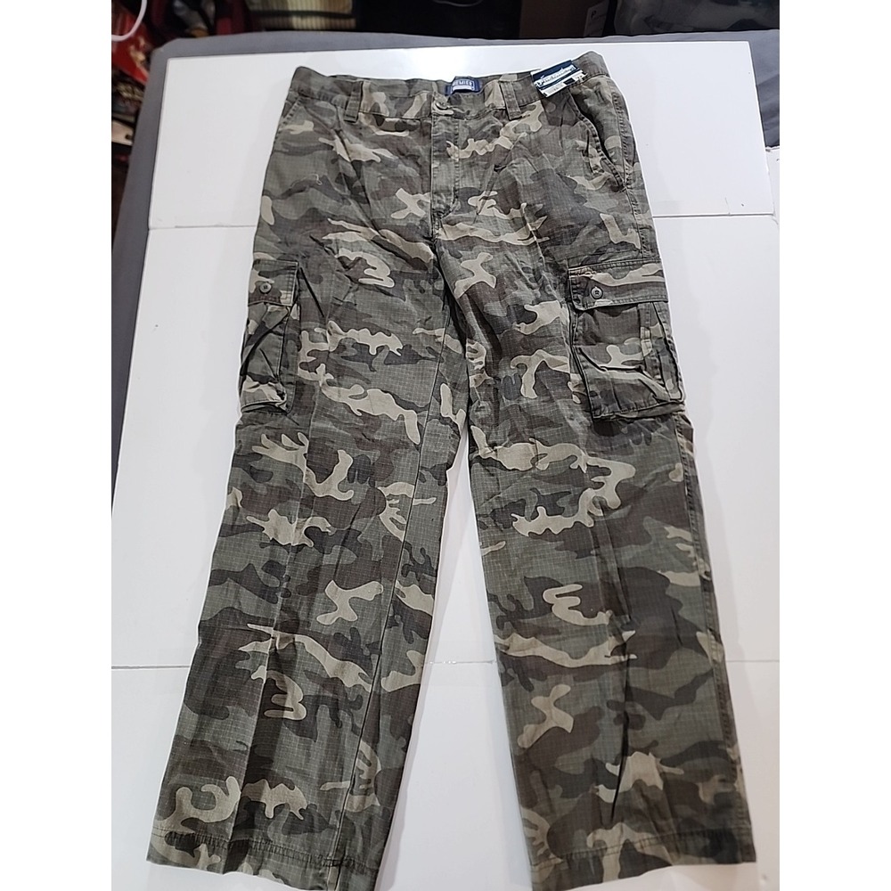 Premier International Camo Cargo Pants Mens 38x32 Gray Ripstop 100% Cotton Y2K